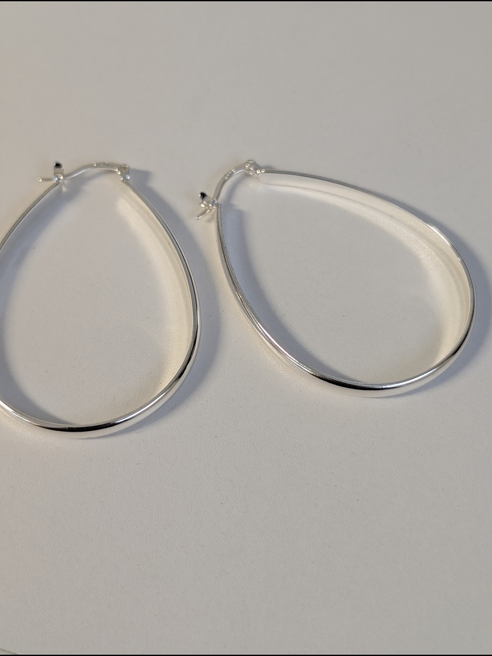 .925 Sterling Silver Teardrop Hoop Earrings - Silver